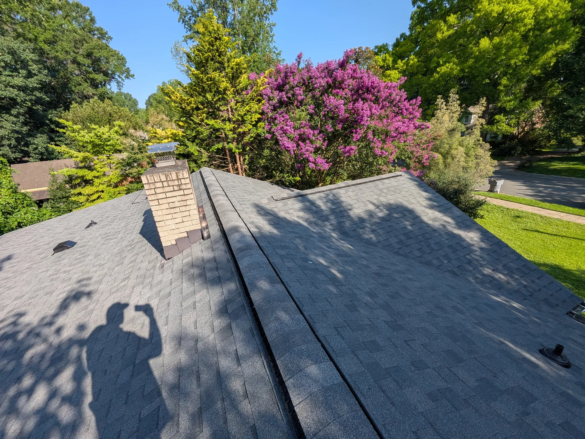 Finished shingle roof detail on an owner-supplied Happy Days project
