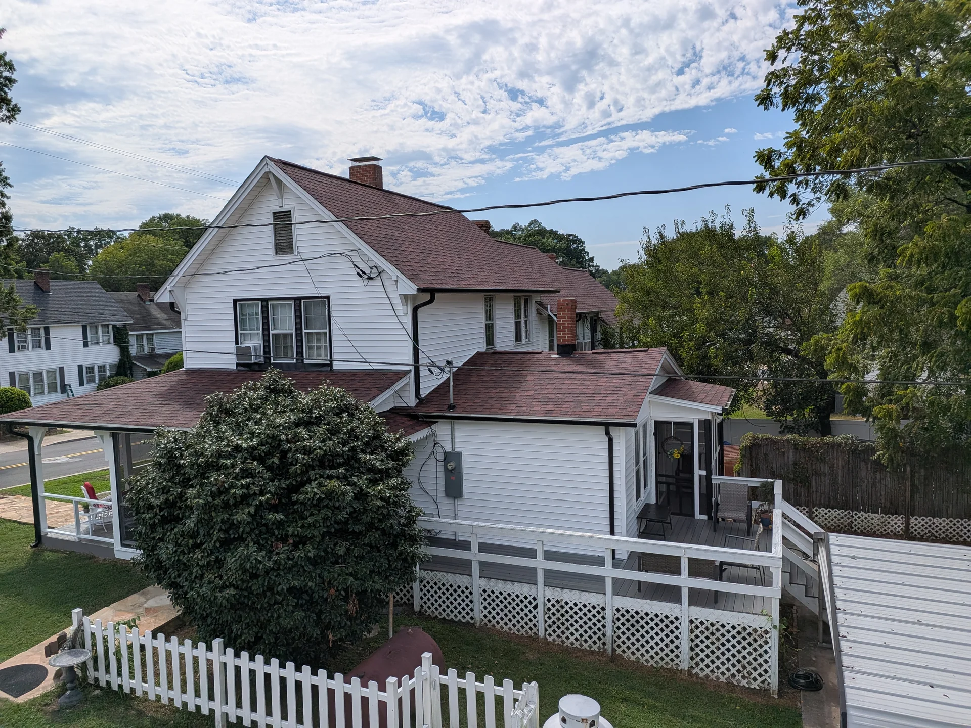 Completed residential roof on an owner-supplied Happy Days project