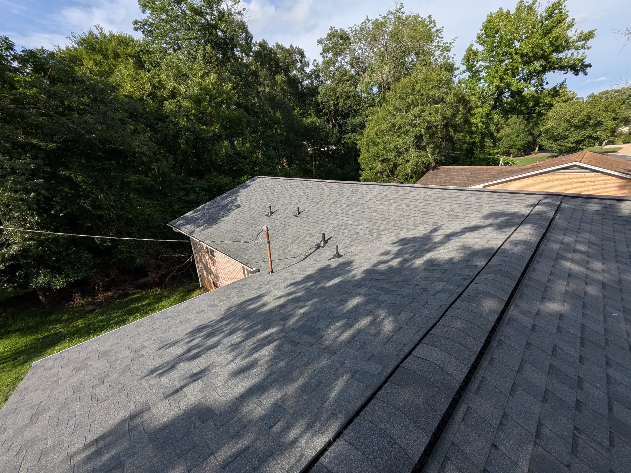 Close view of shingles on a Happy Days residential roofing project